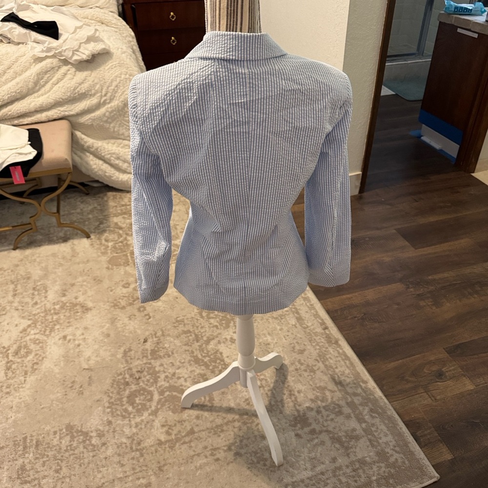 Striped Blue Blazer for Women - Picture 3 of 5